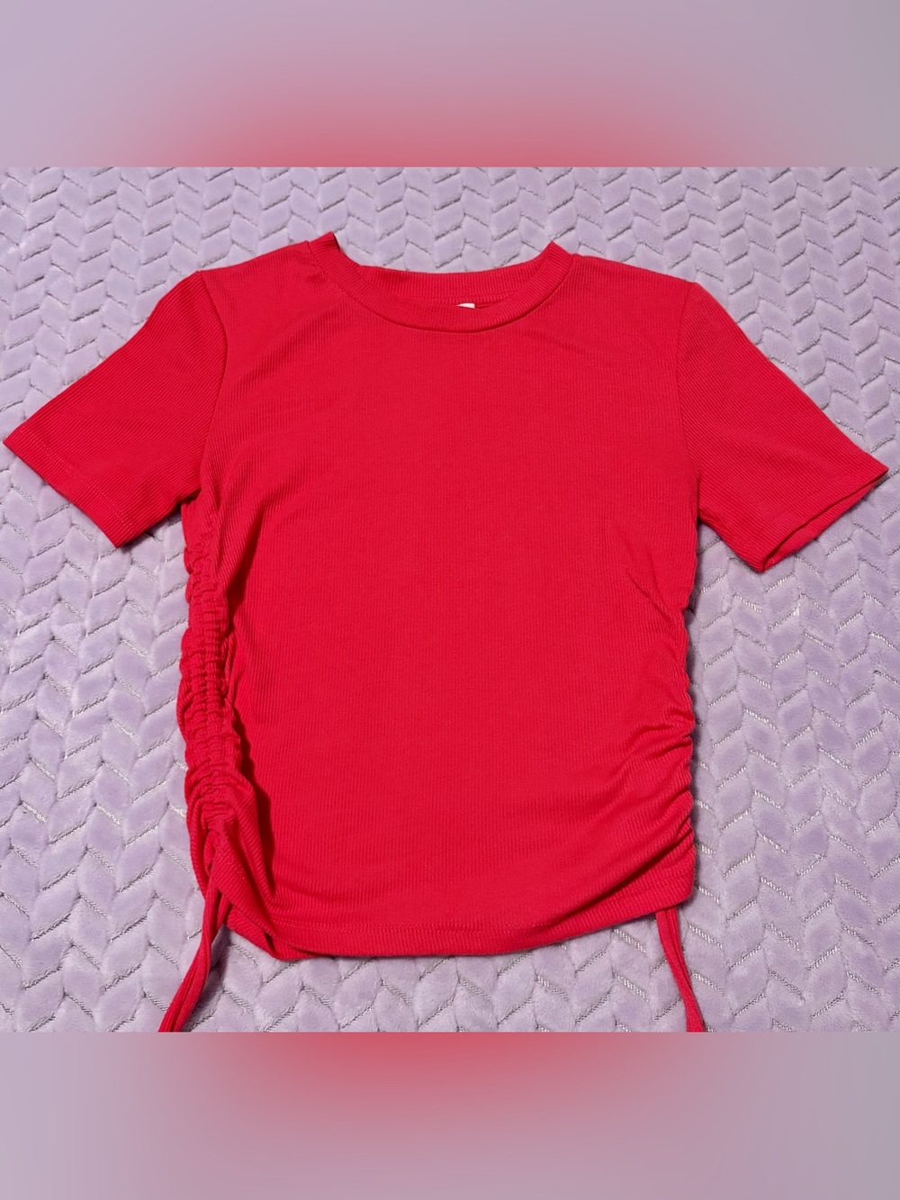 Zara Hot Pink Short Sleeve Ruched Side Top